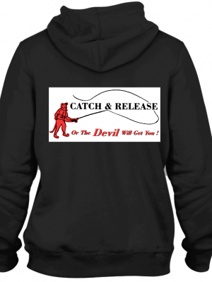 Black devil back Alabama "Catch and Release or The Devil will get you!" Hoodie Black, Crimson, Navy